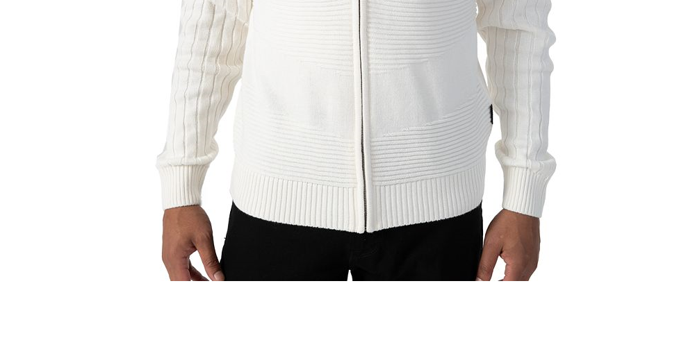 Sean John Men's Full Zip Sweater Jacket White Size X-Large