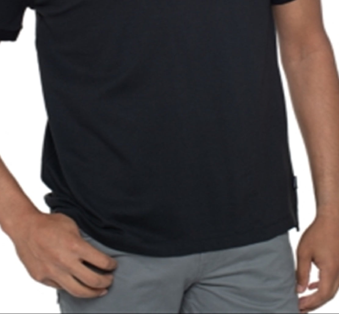 Kenneth Cole Reaction Men's Striped Collar Polo Shirt Black Size Medium