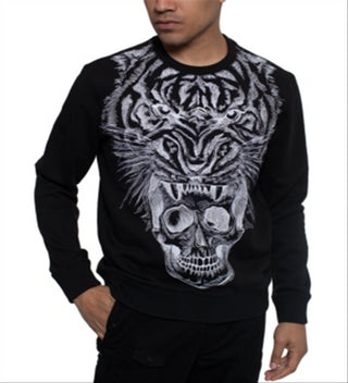 Sean John Men's Long Sleeve Printed Crewneck Sweater Black Size XXXX-Large