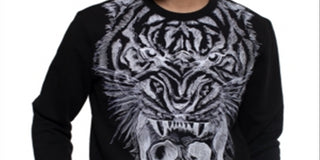 Sean John Men's Long Sleeve Printed Crewneck Sweater Black Size XXXX-Large