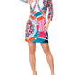 White Mark Women's 3/4 Sleeve Mozaic Print Dress Orange Size Large