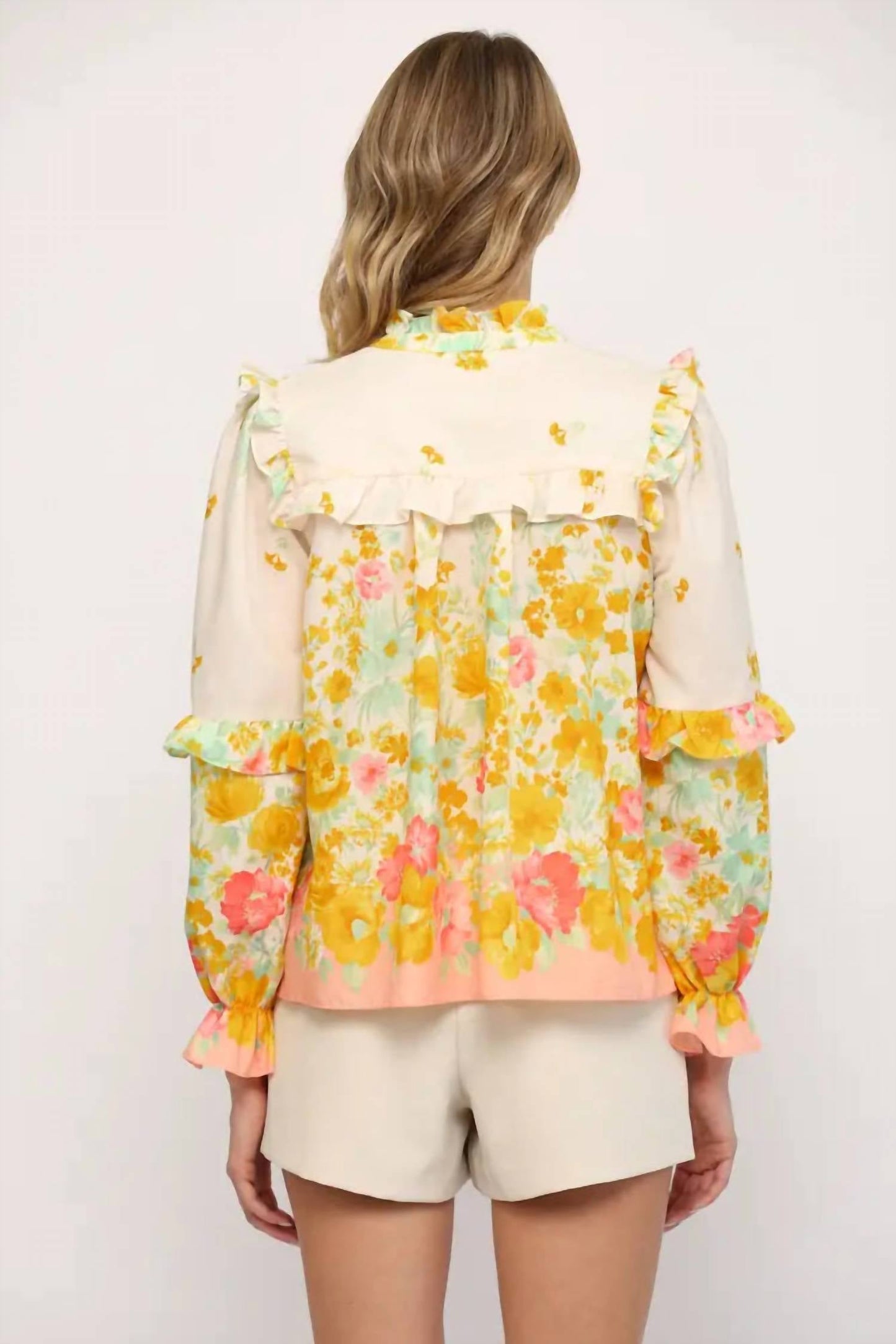 Fate - Floral Whimsy Ruffle Blouse