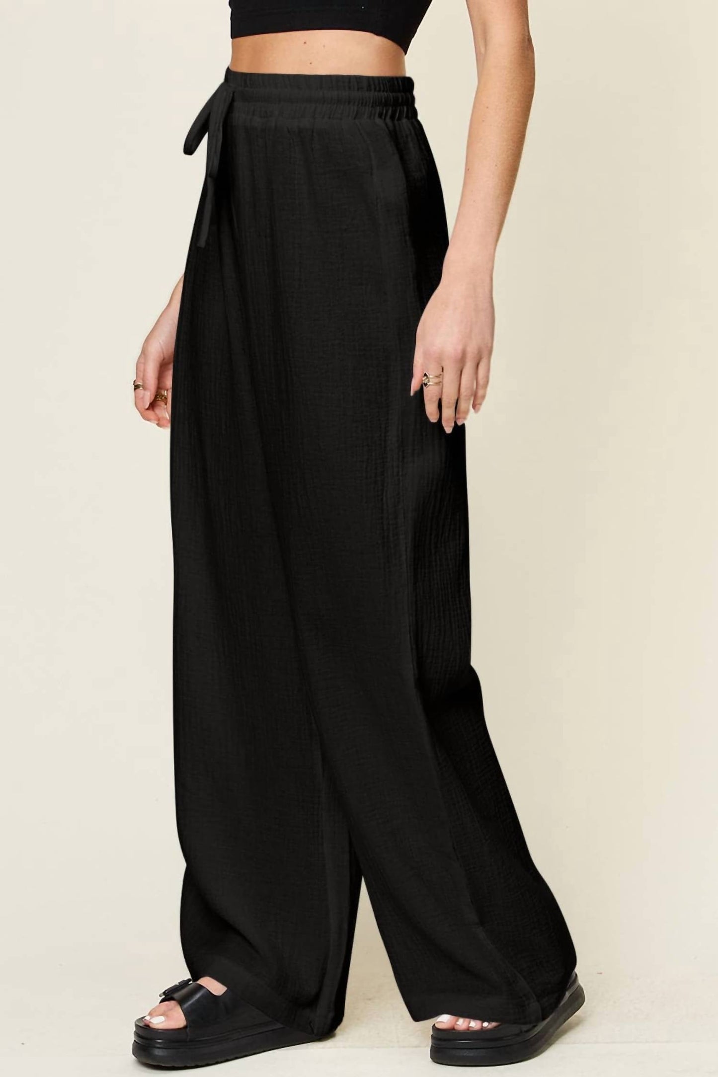 Double Take - Wide Leg Drawstring Pants