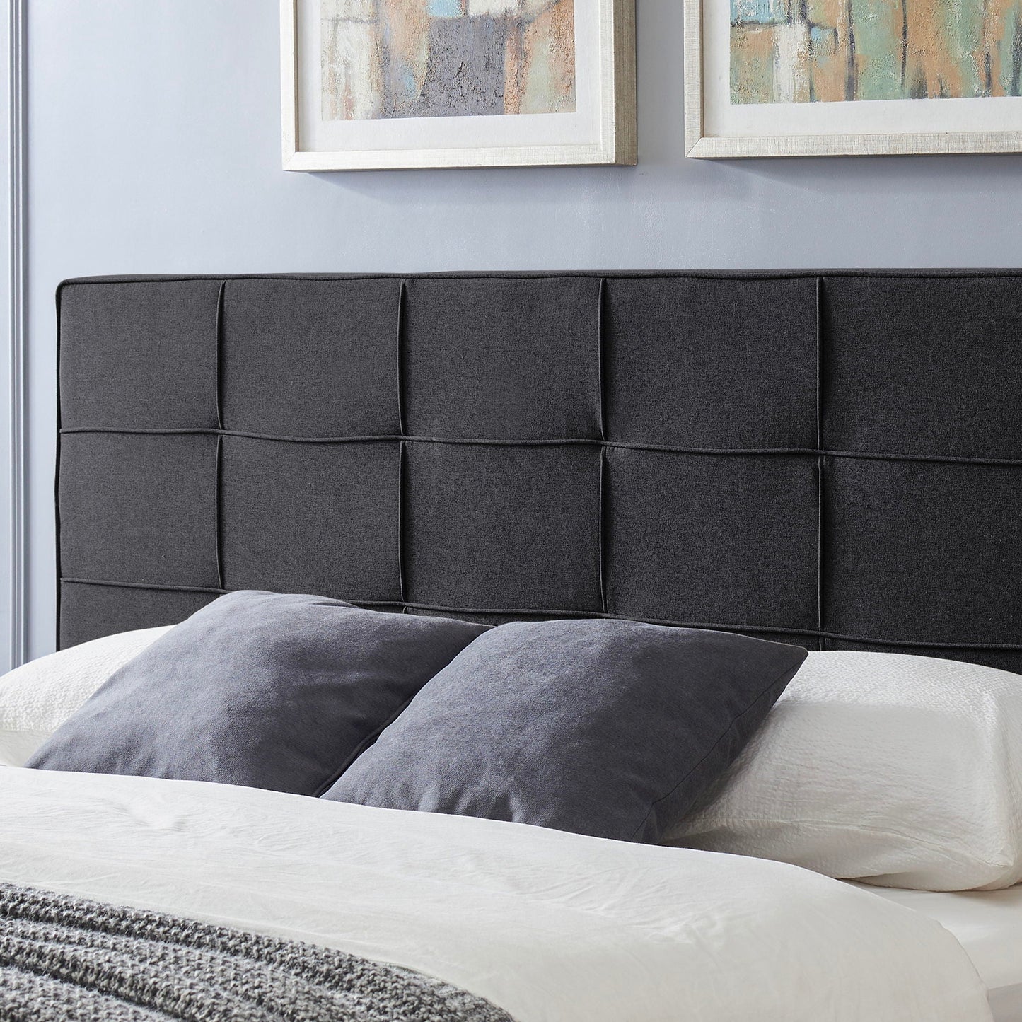 Marakesh Contemporary Fabric Upholstered King / California King Headboard - Black