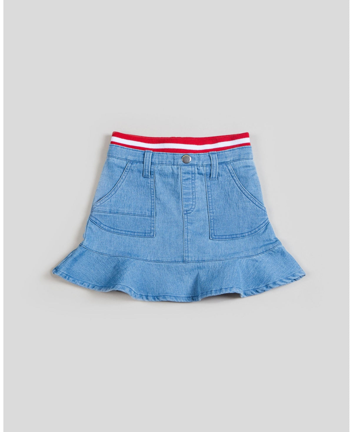 Kinderkind Girl's Ribbed Knit Waistband Flounce Skirt Blue Size 4T
