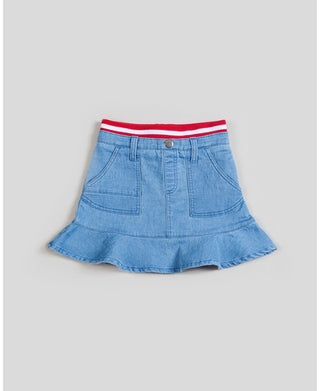 Kinderkind Girls Ribbed Knit Waistband Flounce Skirt Blue Size 4T