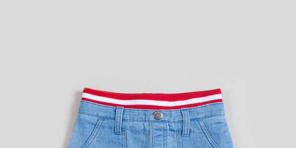 Kinderkind Girl's Ribbed Knit Waistband Flounce Skirt Blue Size 4T