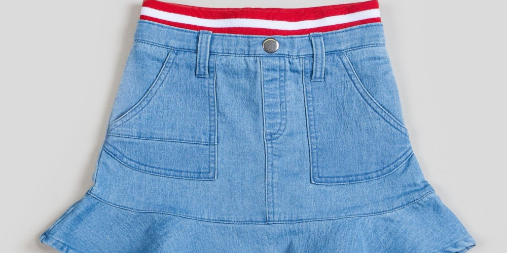 Kinderkind Girl's Ribbed Knit Waistband Flounce Skirt Blue Size 4T