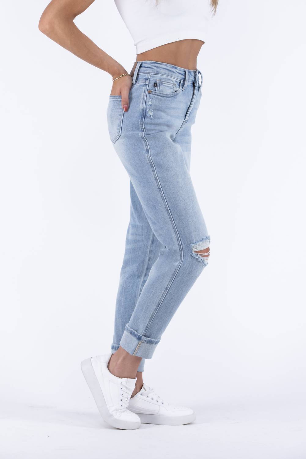 Judy Blue - The Justice Mid-Rise Americana Flag Cuffed Boyfriend Denim