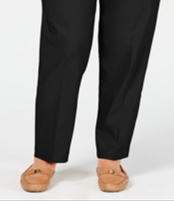 Alfred Dunner Women's Plus Classic Allure Tummy Control Pull on Short Length Pants Black Size 16W