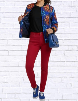 Diva Usa - Maddy Traditional Bomber Printed Ethnic Jacket