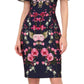 Adrianna Papell - Floral Print Crepe Midi-length Sheath Dress