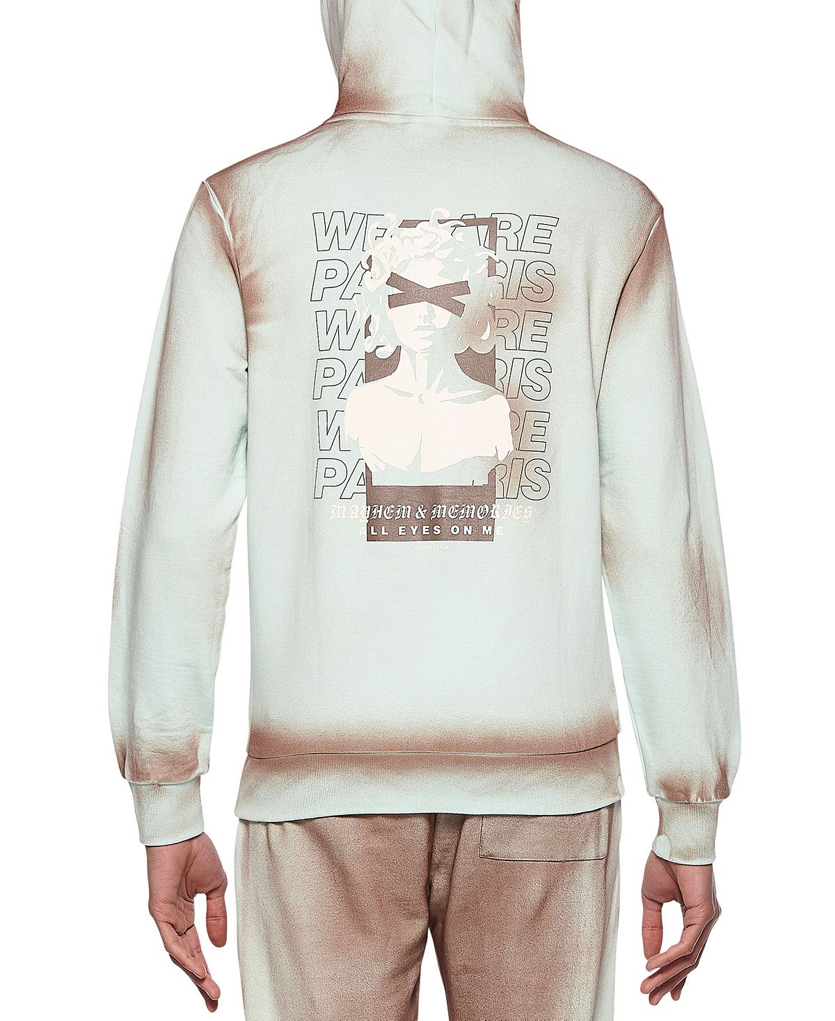 Elevenparis Men's Spray Paint Cotton Hoodie Brown Size X-Large