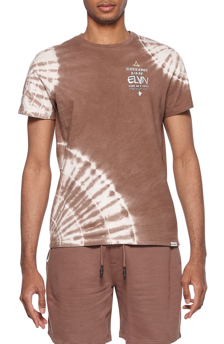 elevenparis Men's Tie Dye Cotton Graphic Tee Brown Size X-Large