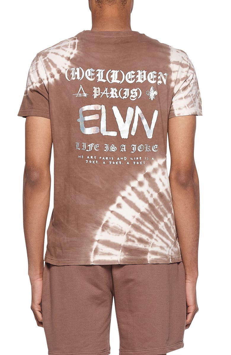 elevenparis Men's Tie Dye Cotton Graphic Tee Brown Size X-Large