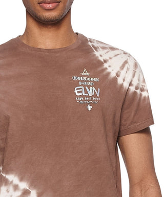 Elevenparis Men's Tie Dye Cotton Graphic Tee Brown Size XX-Large