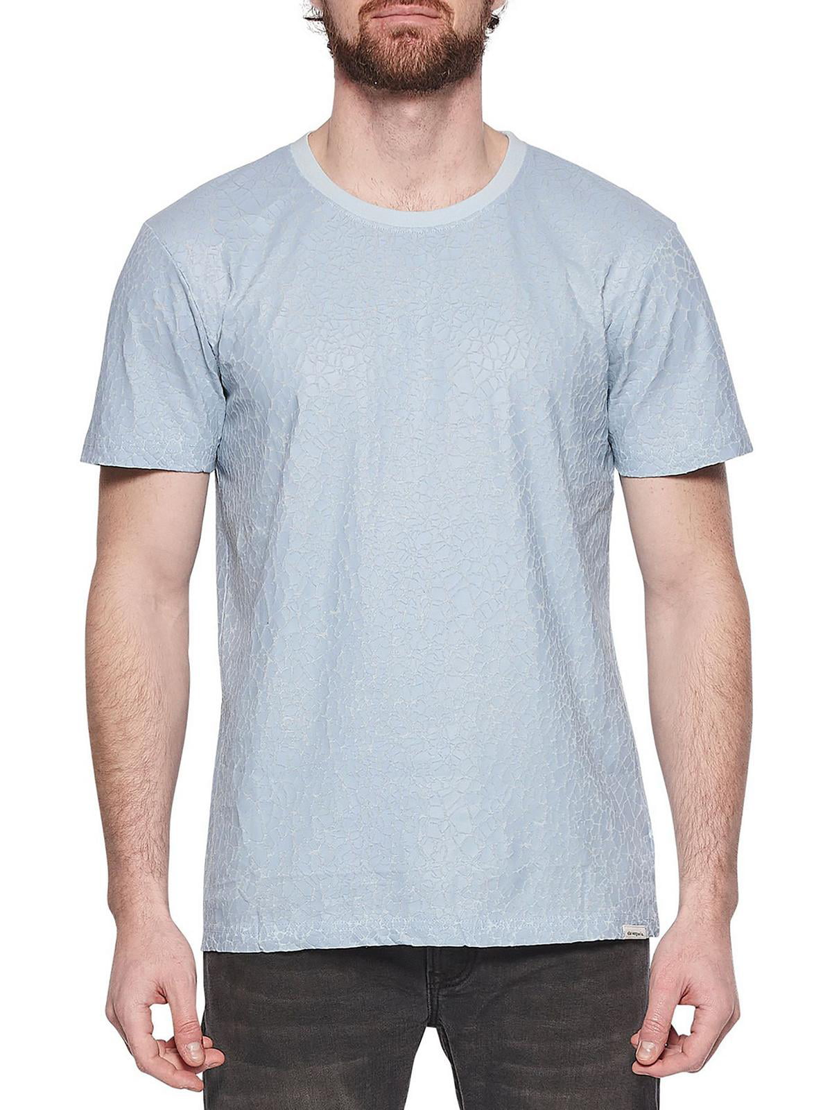 Eleven Paris Men's Cotton Textured T-Shirt Blue Size Small