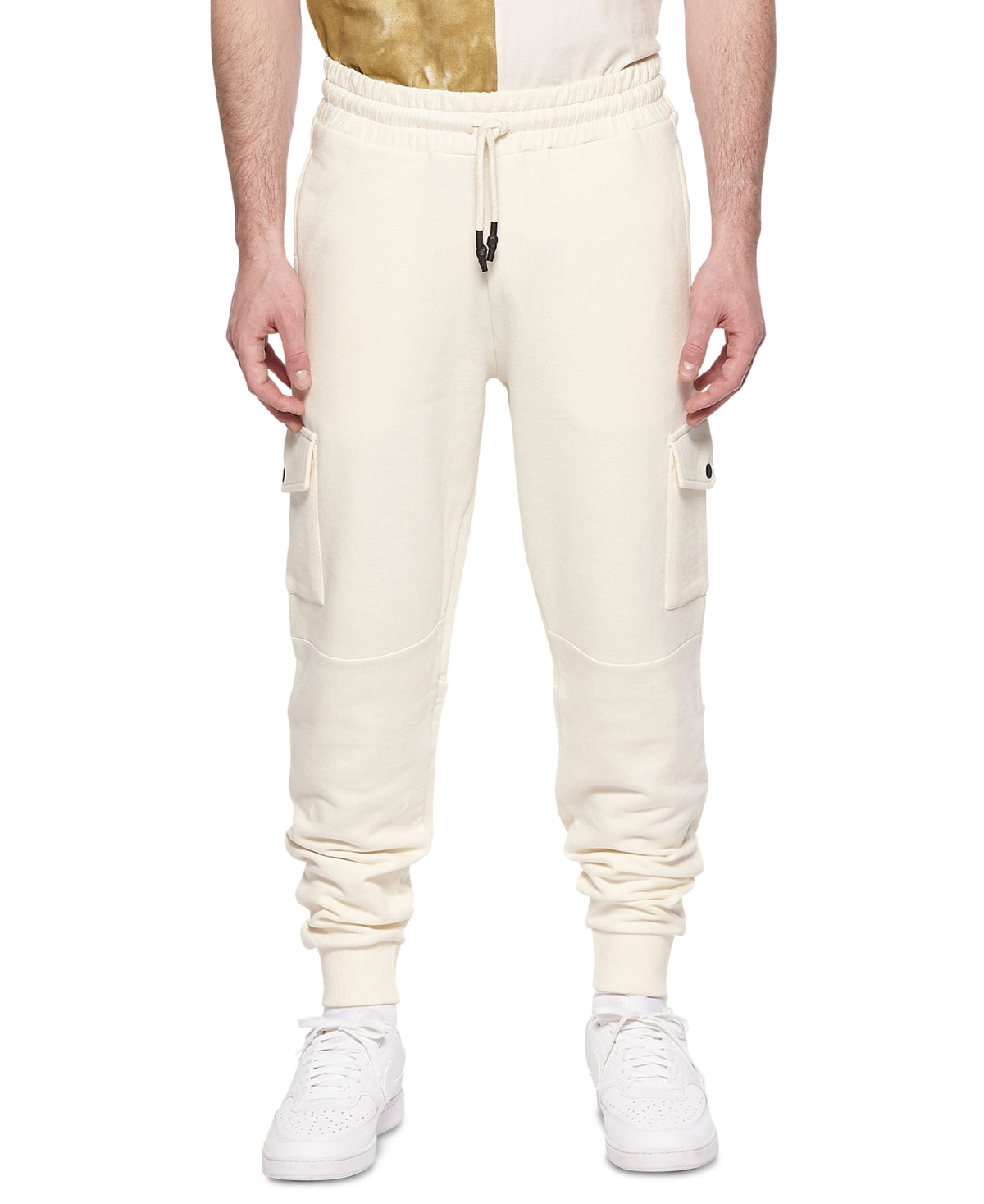 Elevenparis Men's Cotton Cargo Joggers White Size Medium