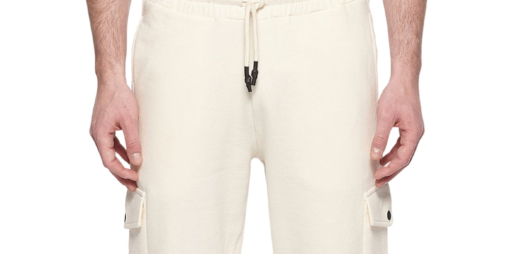 Elevenparis Men's Cotton Cargo Joggers White Size Medium