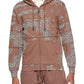 elevenparis Men's Paisley Print Zip Hoodie Brown Size Large
