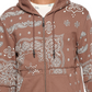 elevenparis Men's Paisley Print Zip Hoodie Brown Size Large