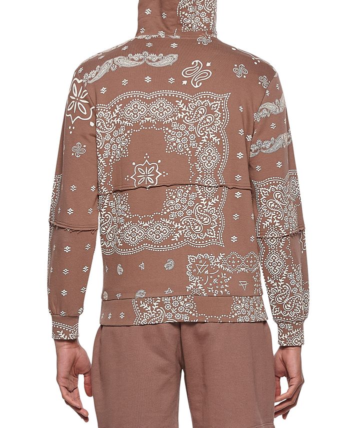 Eleven Paris Men's Paisley Print Zip Hoodie Brown Size XX-Large