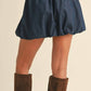 Klesis - Denim Balloon Bubble Mini Skirt