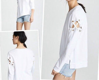 Joe'S Jeans - Alice Lace Up Sleeve Cotton Sweatshirt