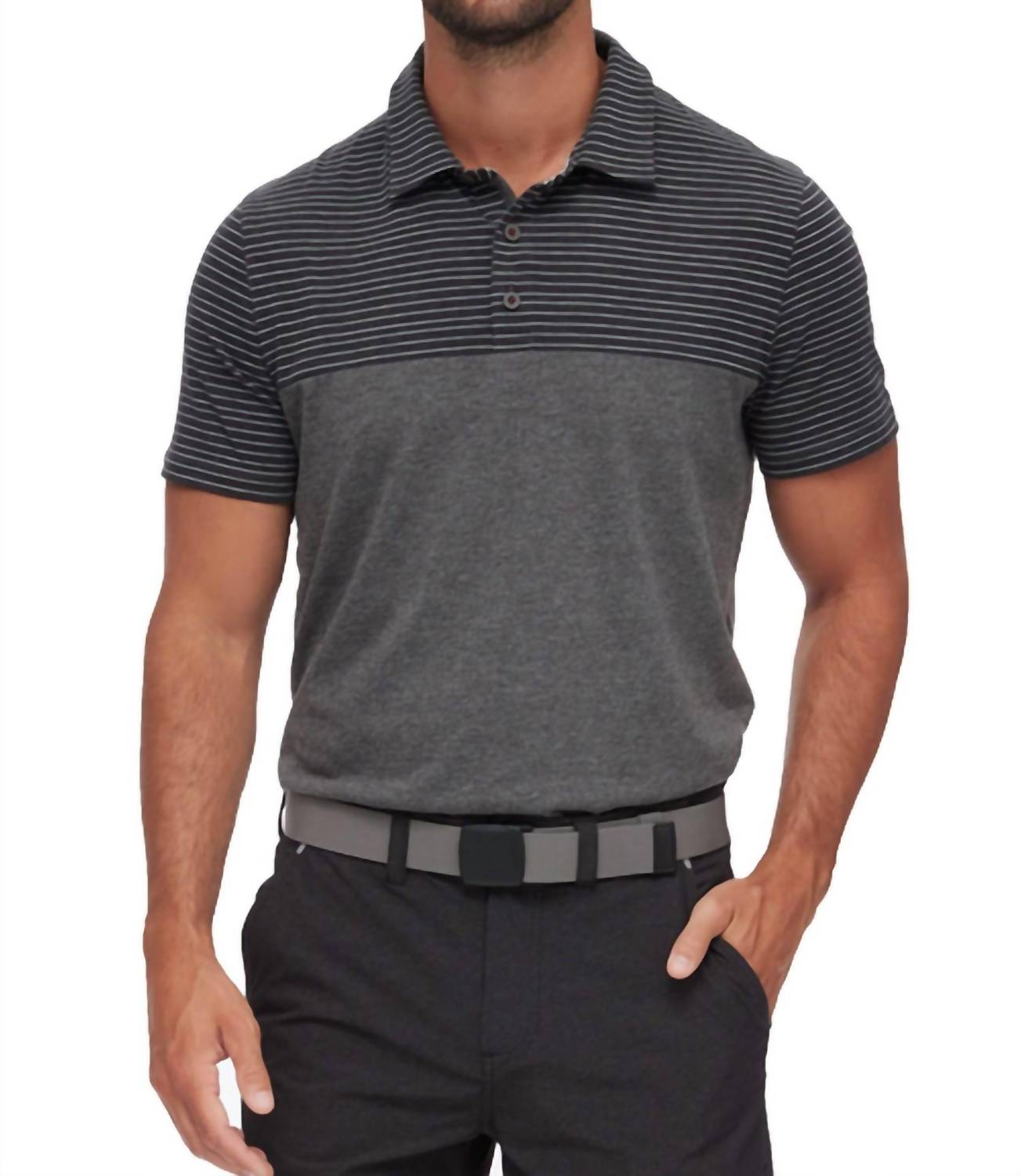 Flags & Anthem - Galena Stripe Blocked Performance Polo Shirt