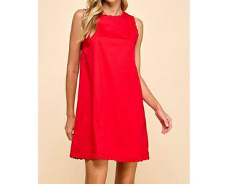 Tcec - Scalloped Detail Round Neckline Dress