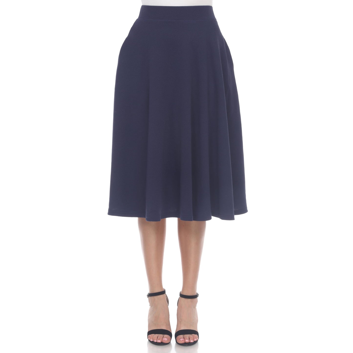 White Mark Women's Flared MIDI Skirt Blue Size X-Large