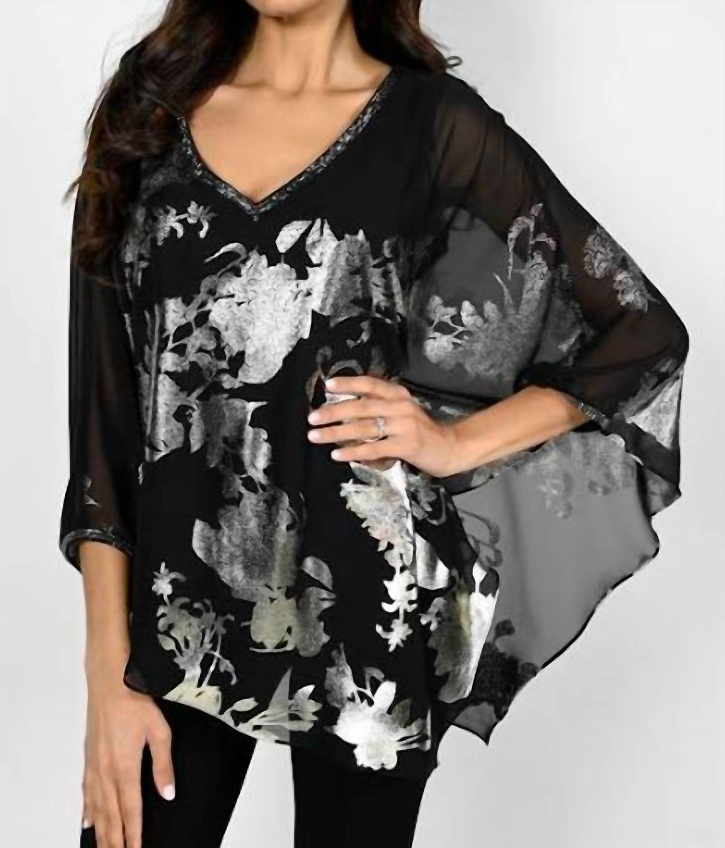 Frank Lyman - Gold Floral Overlay Top - 229212