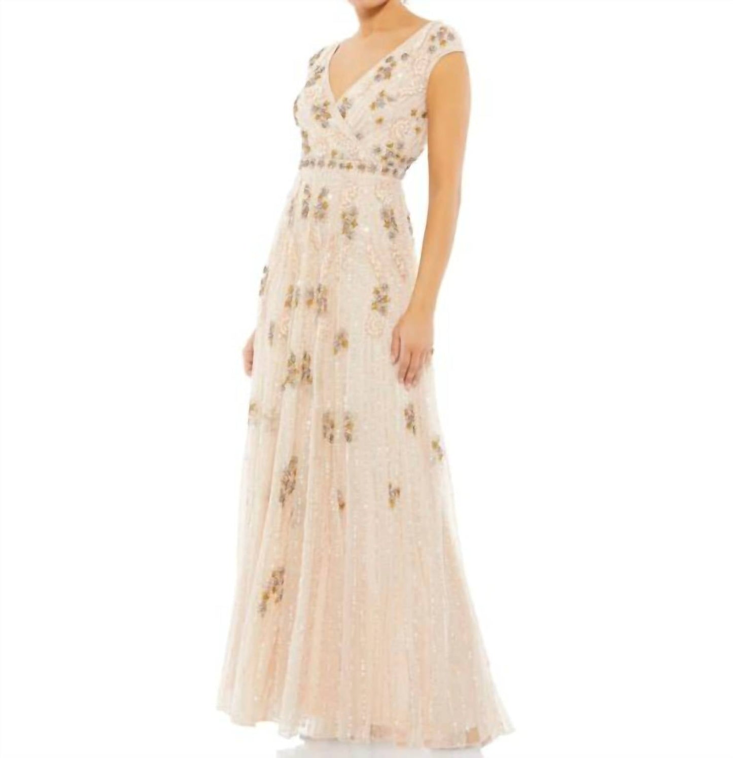 Mac Duggal - Cap Sleeve Embellished Dress