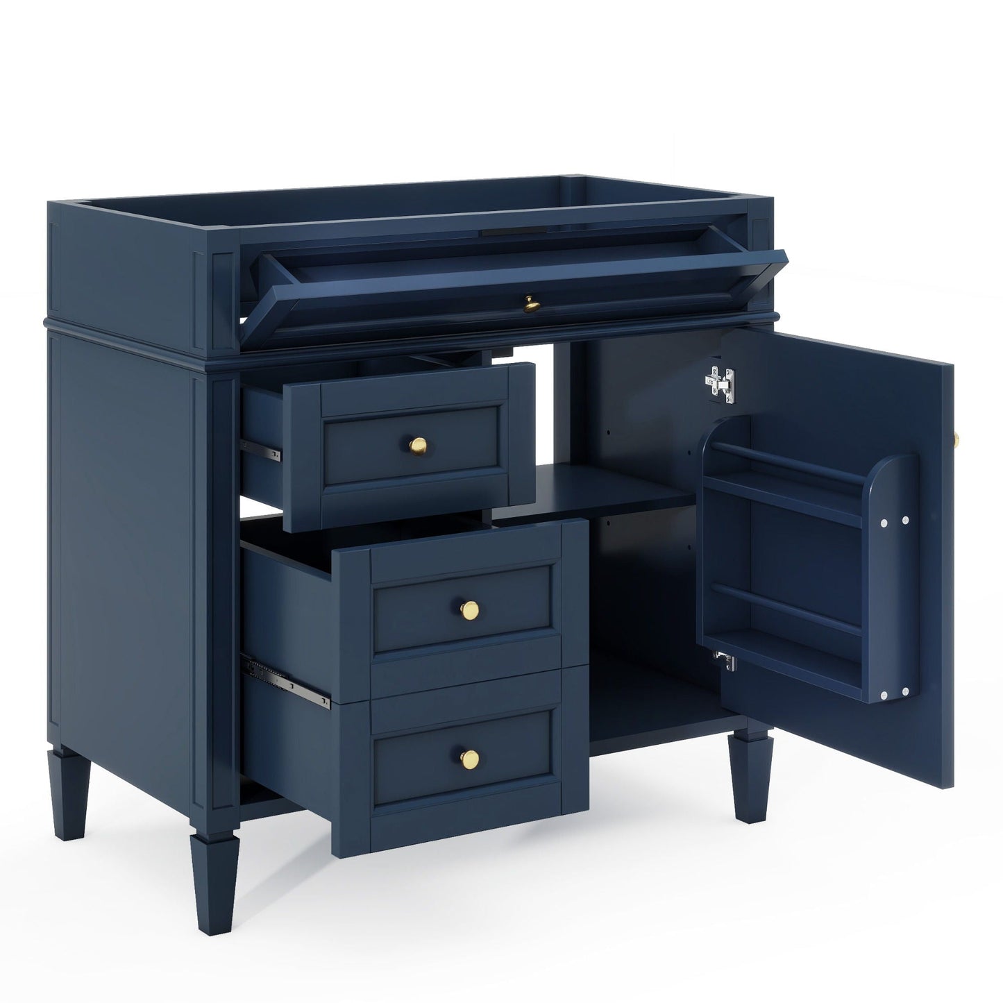 Bathroom Vanity With 2 Drawers and Tip-Out Drawer Storage Cabinet
