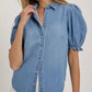Risen - Puff Sleeve Denim Shirt