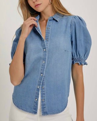 Risen - Puff Sleeve Denim Shirt