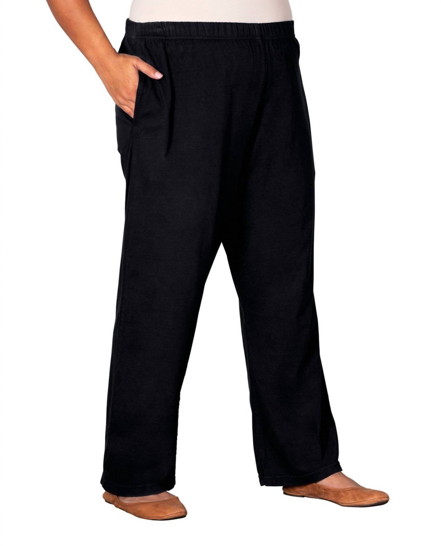 On The Plus Side - Cotton Jersey Wide Leg Plus Size Knit Pants