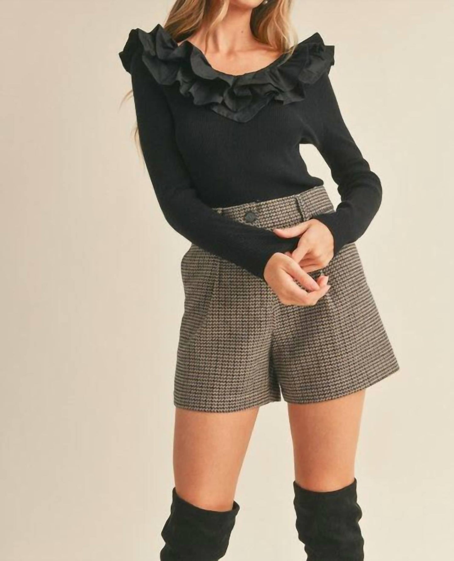 &Merci - Ruffled Sweater Top