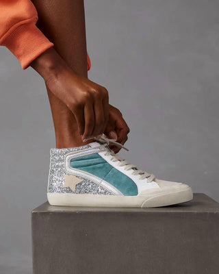 Miim - Women's Kyle Rubber Lace-up Glitter Leather Sneakers