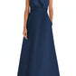 Alfred Sung One-Shoulder A-Line Gown in Midnight, Size 12