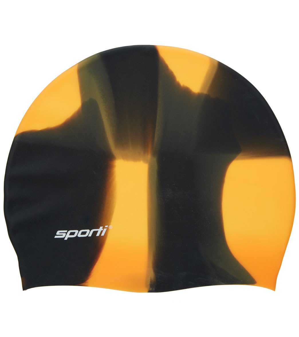 Sporti 5-Pack Silicone Swim Cap, Black/Yellow Size One Size