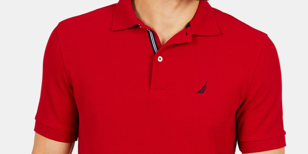 Nautica Men's Sustainably Crafted Deck Polo Shirt Red Size Small