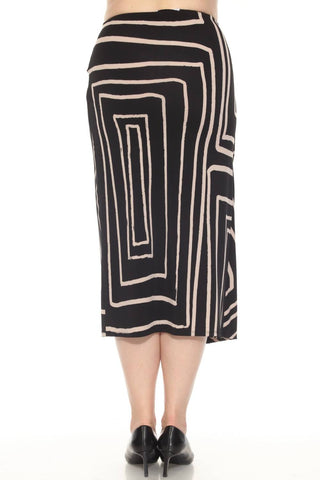 Joseph Ribkoff - Geometric Faux Wrap Midi Skirt