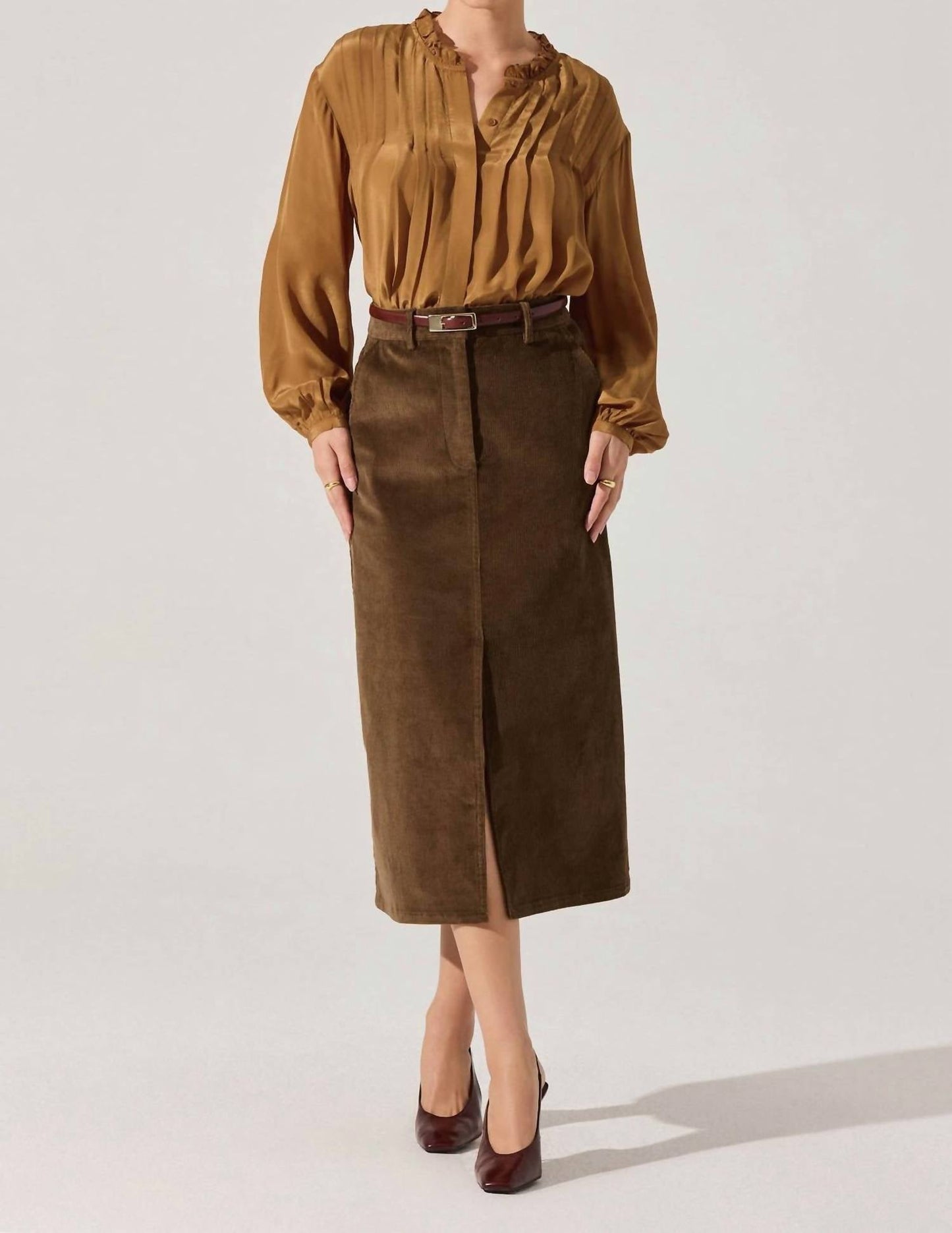 Astr - Ashton Pleated Ruffle Trim Top