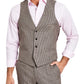 Bar III Men's Slim Fit Check Suit Separate Vest Brown