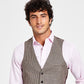 Bar III Men's Slim Fit Check Suit Separate Vest Brown