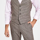 Bar III Men's Slim Fit Check Suit Separate Vest Brown
