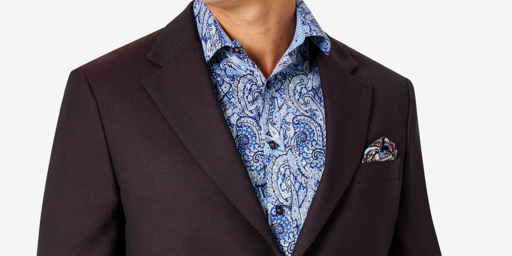 Tallia Men's Classic Fit Wool Suit Separate Jacket Red Size 42