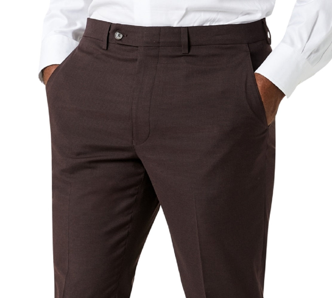 Calvin Klein Men's Plaid Skinny Fit Dress Pants Brown Size 34X34