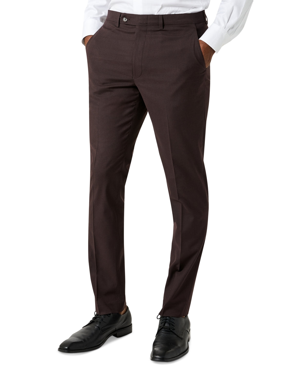 Calvin Klein Men's Plaid Skinny Fit Dress Pants Brown Size 34X34